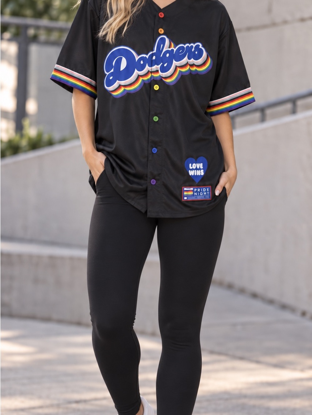 Dodgers Pride Night Black Button-Up Jersey